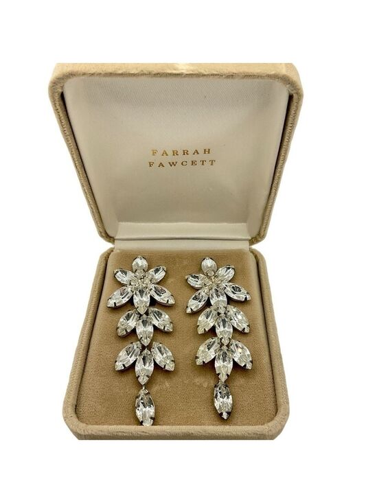 Farrah Fawcett Jewelry - Farrah Fawcett Collection Vintage Austrian Crystal Clip On Earrings